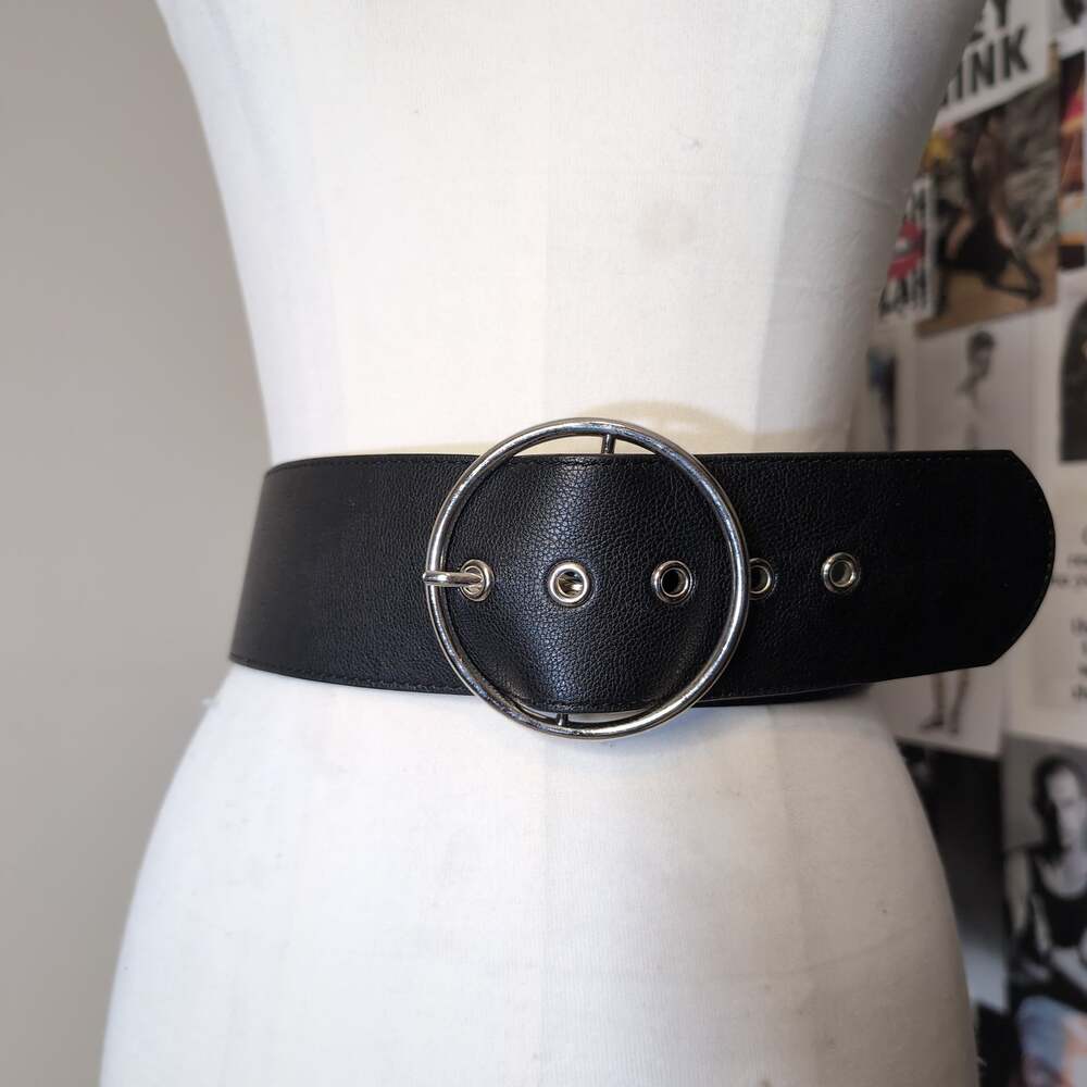 Wide Elastic Waist Belt with Round Buckle Boho